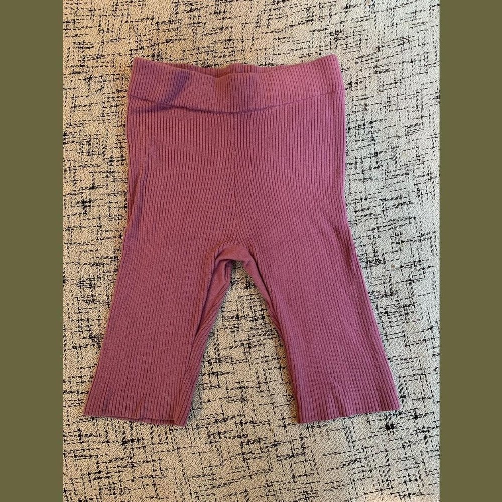 Lunya Cozy Cotton Silk Ribbed Bike Short in pink, size extra small